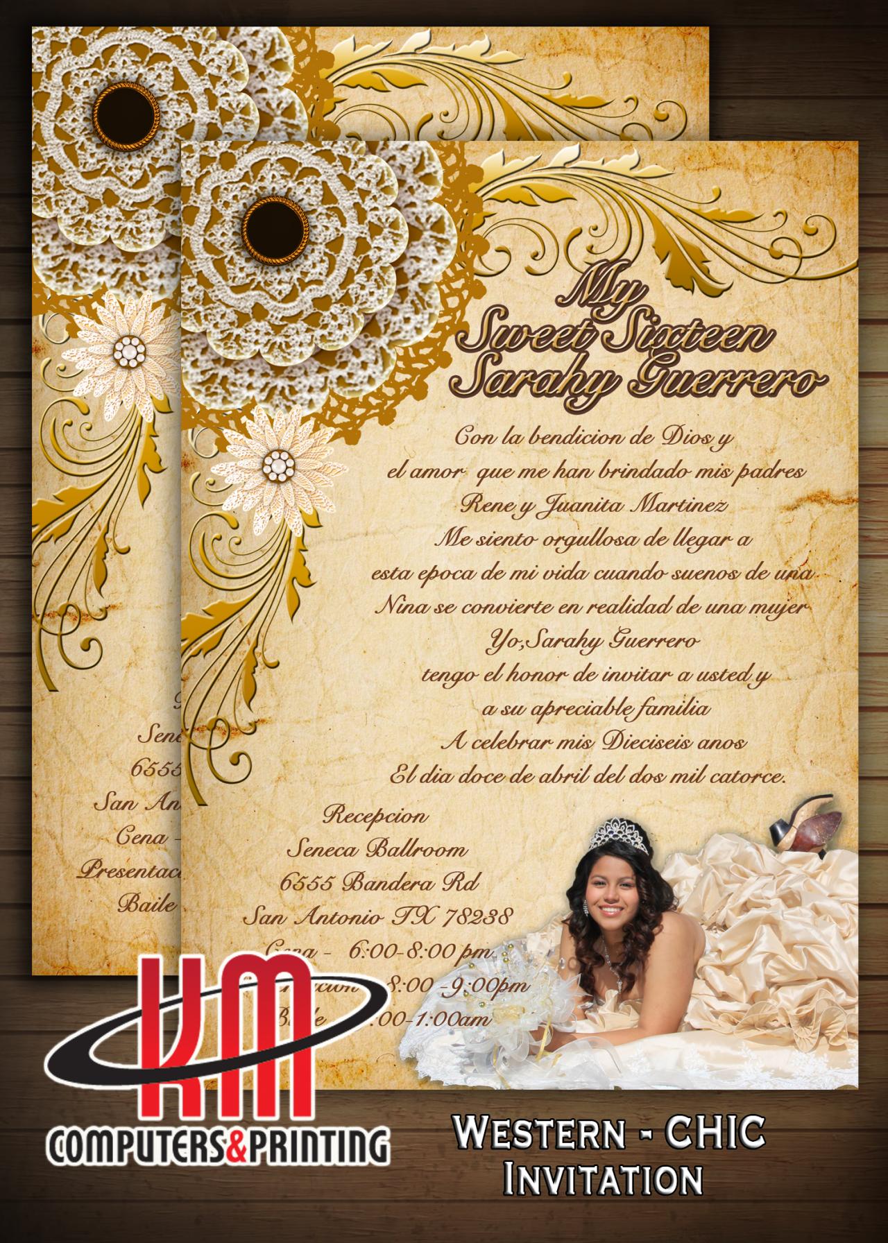 Western Chic Invitations For Sweet16 Or Quinceañera